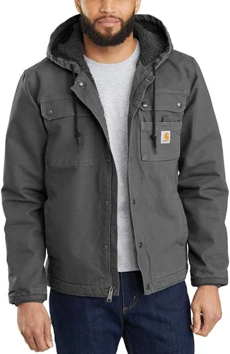 Vista 7 de Carhartt Chaqueta utilitaria con forro de sherpa de pato lavado de ajuste relajado para hombre Negro