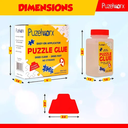 Vista 3 de Playkidz PuzzleWorx - Pegamento para rompecabezas, aplicador fácil de poner, paquete de 2, pegamento transparente no tóxico para rompecabezas