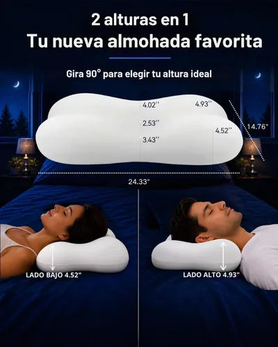 Vista 3 de Almohada cervical para dormir, almohadas de espuma viscoelástica Blanco