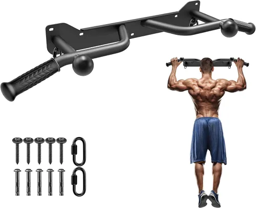 Vista 13 de Kipika - Barra de dominadas de gran resistencia para montar en la puerta, barra multifuncional para flexiones, barra de fitness portátil