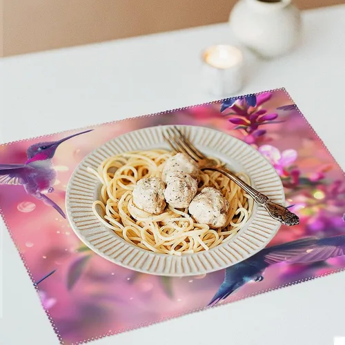 Vista 6 de Hummingbird Placemats Set of 6 Resistant Table Mats Washable Place Mats for Dinner Party Table Decoration