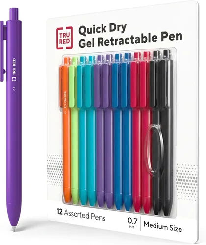 Vista 14 de STAPLES TRU RED Bolígrafos de gel retráctiles, punta media de 0.028 in, colores de tinta surtidos, paquete de 5 bolígrafos de secado rápido