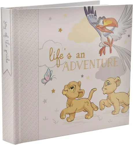 Vista 2 de Happy Homewares Lion King Life is an Adventure Baby Photo Album con cinta marfil - 50 fotos - Perfecto para la familia con bebé recién nacido - Con