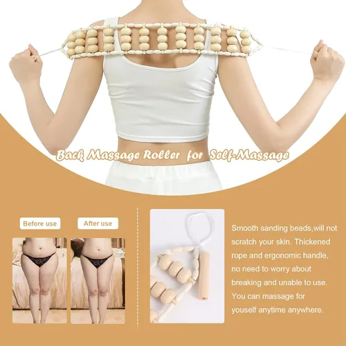 Vista 2 de Herramientas de masaje de terapia de madera, kit profesional de maderoterapia, herramientas de escultura corporal para drenaje linfático