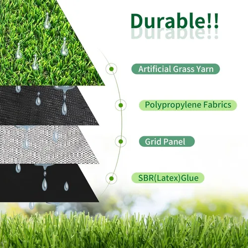 Vista 2 de SunVilla Alfombra de césped artificial para interior y exterior, 1 pie x 13 pies (13 pies cuadrados) Alfombra sintética gruesa y realista de césped