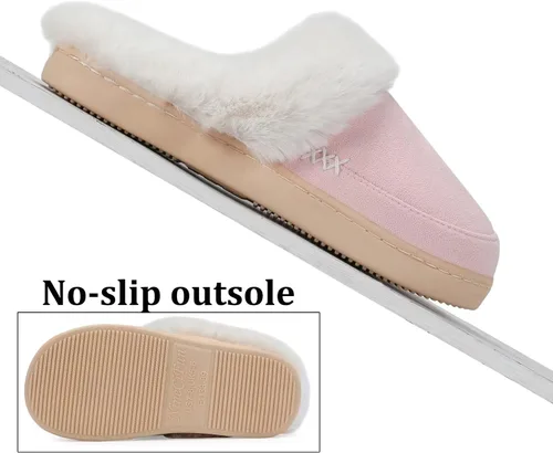 Vista 5 de NineCiFun Pantuflas de casa de gamuza para mujer y hombre, pantuflas mullidas con forro de piel sintética para interiores y exteriores, zapatos