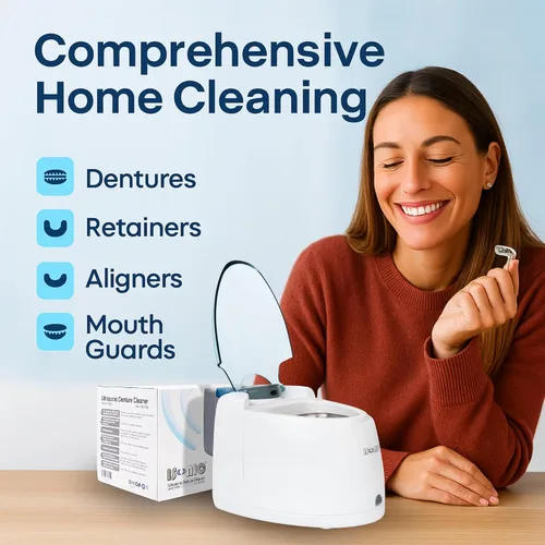 Vista 3 de iSonic Limpiador ultrasónico de dentadura/alineador/retenedor para todos los aparatos dentales y de la apnea del sueño (F3900)