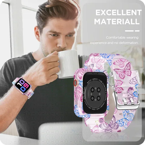 Vista 157 de DABAOZA - Correa transparente compatible con Apple Watch con estuche protector, correa deportiva de TPU con brillo para mujeres y hombres