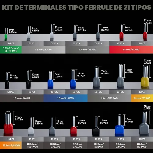 Vista 3 de PEBA Kit de herramientas de prensado de virola, virolas aisladas de 21