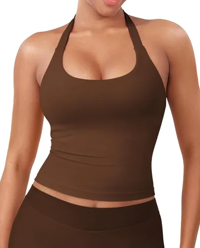 Vista 17 de YEOREO SoftHue Impact Halter - Camiseta sin mangas para mujer Blanco