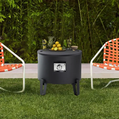 Vista 4 de BAIDE HOME Fogata de propano portátil para campamento RV de 50,000 BTU, redonda, 15 pulgadas de alto x 16 pulgadas de ancho, hoguera portátil de gas
