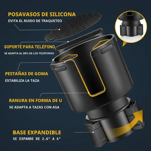 Vista 2 de TYKOR Expansor de portavasos de automóvil, adaptador extensor de portavasos para automóvil con base ajustable, se adapta a YETI de 24/36/46 onzas