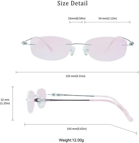 Vista 60 de LifeArt Pure Titanium Frame Glasses/Blue Light Blocking Reading Glasses, Reduce Eyestrain, Stylish for Men and Women 3033_(champán Clear)