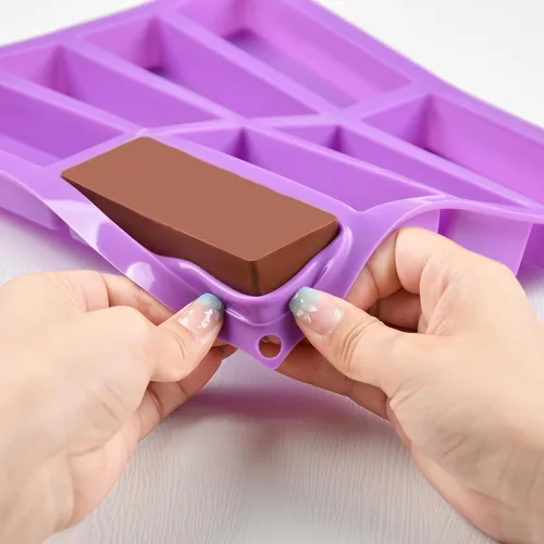 Vista 6 de Molde de silicona rectangular grande, 2 unidades de barra de granola de 8 cavidades, moldes de barra de cereales para hornear para barra energética