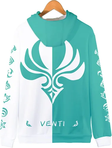 Vista 2 de SIAOMA Genshin Impact - Chaqueta con capucha y cremallera unisex con cordón 3D