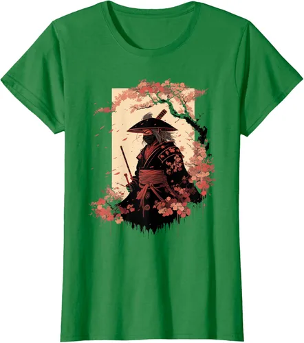 Vista 29 de Camiseta estética vintage samurái de arte japonés samurái retro cereza, Negro