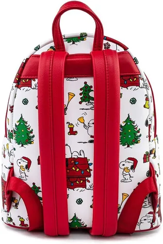 Vista 2 de Loungefly Peanuts Snoopy Holiday AOP - Bolso de hombro con doble correa para mujer Multi