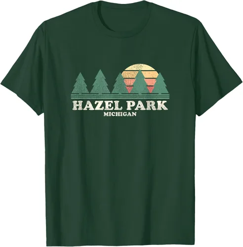 Vista 46 de Hazel Park MI - Camiseta vintage con diseño retro de los años 70, Azul / Patchwork, S