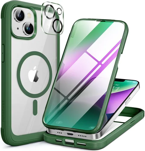 Vista 188 de Miracase - Funda magnética para iPhone 13 Pro Max de 6.7 pulgadas (compatible con MagSafe), transparente, completo, protector de pantalla de vidrio