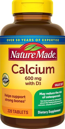 Vista 11 de Nature Made Calcio 600 mg con Vitamina D3, Suplemento Dietético para Apoyo Óseo, 60 Tabletas Suplemento de calcio para la salud ósea, suplemento