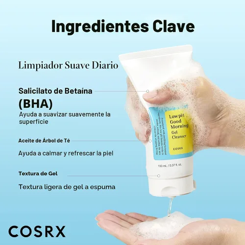 Vista 3 de COSRX Low pH Good Morning Limpiador facial en gel suave, para uso diario, para piel sensible, equilibra el pH, antibrotes, sin parabenos ni sulfatos