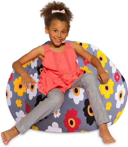 Vista 12 de Posh Beanbags - Sillón puff XL, 48 pulgadas, tela de lona para colorear - Mundo divertido Azul Rey Sólido