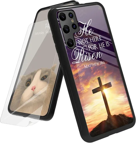 Vista 154 de Funda para Samsung Galaxy A12 5G con protector de pantalla, parte trasera de vidrio templado + TPU de silicona suave que absorbe los golpes