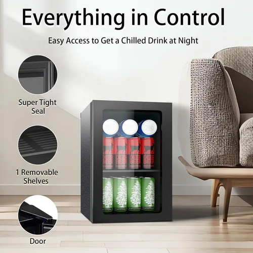 Vista 2 de Mini Refrigerador Compacto de 24 Latas/0.9 Pies Cúbicos para Refrescos, Bebidas, Cerveza o Vino, Pequeño Refrigerador Enfriador de Bebidas Portátil