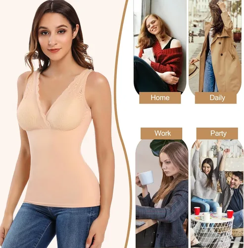 Vista 7 de JOYSHAPER Ropa interior térmica sin mangas con forro de capa base para clima frío invierno camisas térmicas largas camisetas térmicas