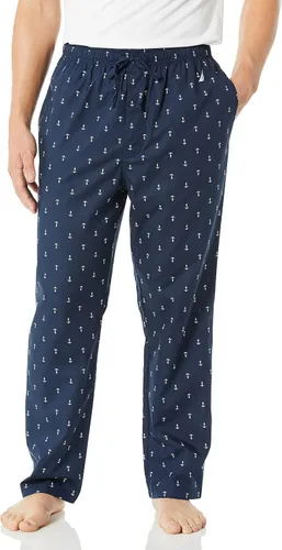 Vista 6 de Nautica pantalones de pijama para hombre, tejido suave, 100 % algodón, cintura elástica azul Depths