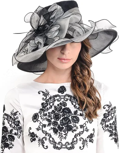 Vista 2 de Kentucky Derby s037- Sombrero de ala ancha para mujer, diseño de flores