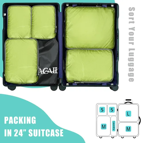 Vista 26 de BAGAIL 4 Set/6 Set Ultraligero Compresión Embalaje Cubos Organizador de Embalaje para Accesorios de Viaje Equipaje Maleta Mochila