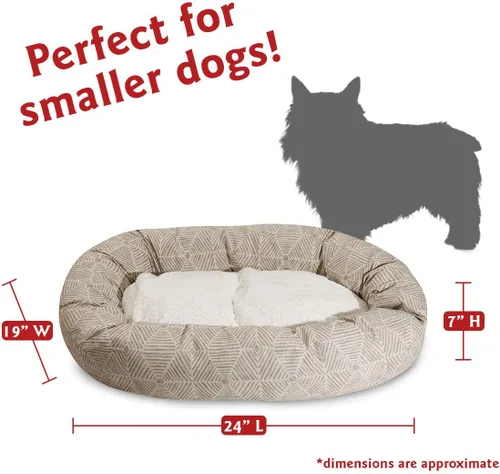 Vista 3 de Majestic Pet Cama tipo bagel de sherpa metálica beige Charlie de 24 pulgadas