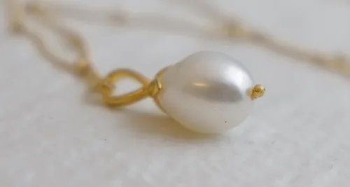 Vista 3 de Cultured Freshwater Pearl Gold Filled Necklace 18 inches - Handmade Dainty Jewelry Gift Idea for Women Her - Birthday Gift - June Birthstone