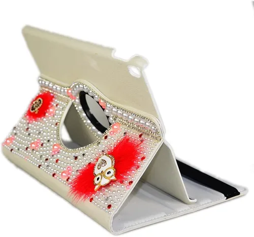 Vista 4 de Bling - Funda compatible con Samsung Galaxy Tab A9 (2023) – Elegante – 3D hecha a mano con corona de cristal de búho nocturno giratorio de 360