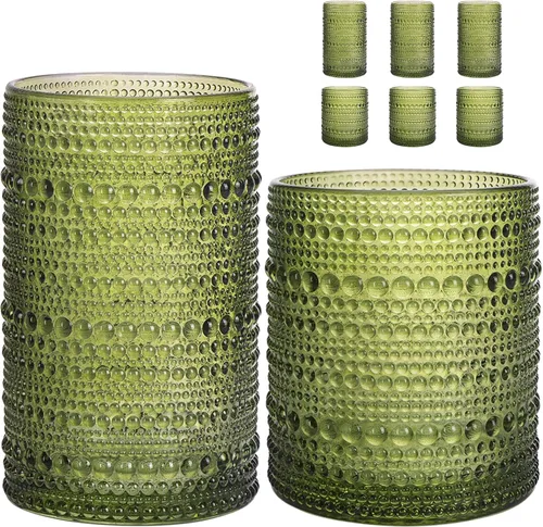 Vista 27 de Moretoes - Juego de 6 vasos de cristal vintage con forma de hobuña, color azul