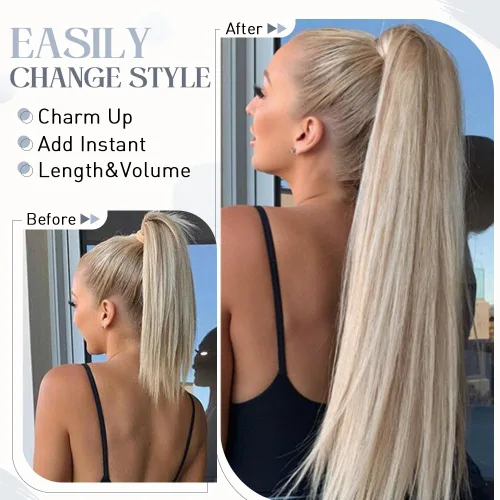 Vista 56 de Rich Choices Extensión de cola de caballo con clip de garra, cabello humano real, una pieza, extensiones de cabello largo Remy para mujer, #18P613