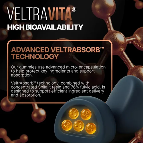 Vista 5 de Gomitas Shilajit puras del Himalaya con Ginkgo Biloba, Chaga y Ashwagandha KSM-66 Shilajit para hombres y mujeres Potencia máxima 76% + ácido