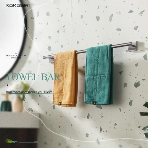 Vista 4 de KOKOSIRI Toallero de 24 pulgadas para baño, toallero de mano, toallero, anillo de toalla de níquel cepillado B4005BR-L24+B3008BR