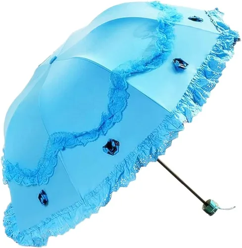 Vista 25 de Honeystore Paraguas plegable a prueba de rayos ultravioleta Princess Lace Parasol con cúpula anti-UV