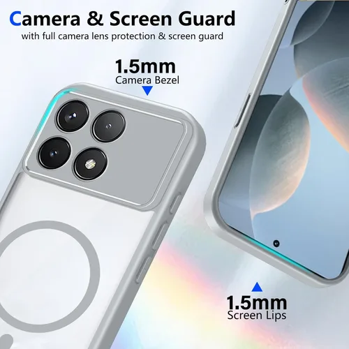 Vista 326 de Funda magnética transparente compatible con Xiaomi 17T, color negro 2 en 1 PC + TPU cubierta de teléfono a prueba de golpes, carcasa protectora