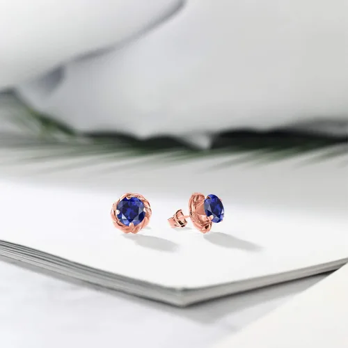 Vista 73 de Gem Stone King Aretes de plata de ley 925 de 0.236 in con piedra natal redonda para mujer