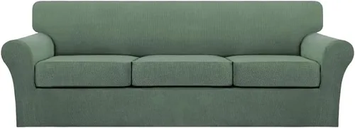 Vista 46 de Turquoize 2 fundas para sillas de sala de estar, funda de sofá con fundas de cojín individuales, funda de muebles para sillas (silla, beige biscotti)