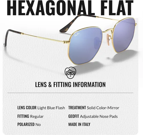 Vista 84 de Ray-Ban RB3548N Lentes planas hexagonales, gafas de sol cuadradas y redondas con kit oficial de gafas