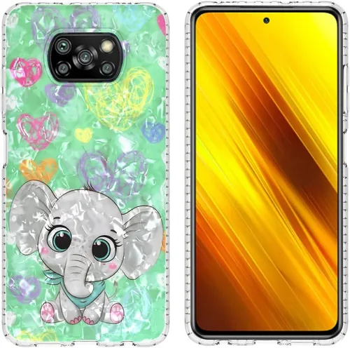 Vista 11 de Funda de silicona a prueba de golpes para Xiaomi Poco X3/X3 Pro/X3 NFC, bolsa de aire de doble capa anticaída de mármol mariposa patrón de dibujos