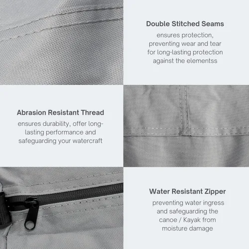Vista 5 de EliteShield Cubierta para Canoa y Kayak; Resistente al Agua y a los Rayos UV 600D Poliéster Grado Marino Cubierta Completa para Almacenamiento
