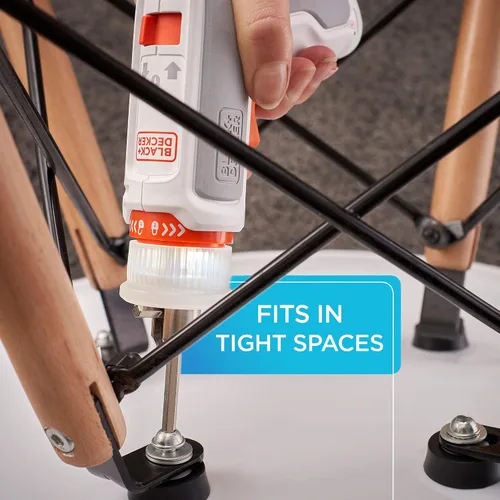 Vista 5 de beyond by BLACK+DECKER - Destornillador inalámbrico de 4 V MAX*, hexagonal, en forma de L, puntas surtidas de 2 pulgadas (BCRTA601WAPB), color blanco