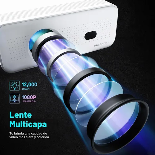 Vista 6 de Mini proyector de enfoque eléctrico con WiFi 5G y Bluetooth, compatible con proyector de video inteligente FHD 1080P, proyector de película portátil