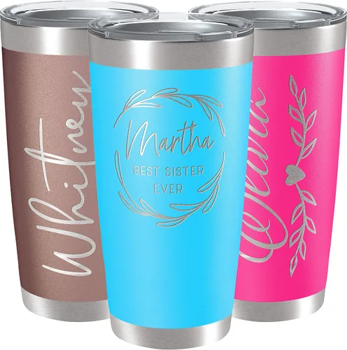Vista 28 de Vasos personalizados, vaso de acero inoxidable de 20 onzas con tapa 13 diseños diferentes Tazas personalizadas de doble pared aisladas para café