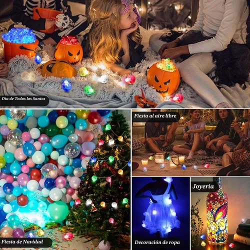 Vista 5 de 50 mini luces LED, globos de luz LED para decoraciones de fiesta, luces de fiesta de neón para linterna de papel, huevos de Pascua, fiesta de Rojo